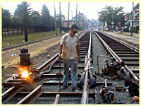 welding rail at 50th and Girard