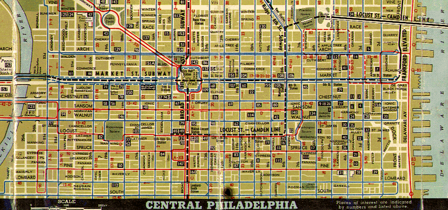 1953 Phila Transit map